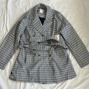 Women's Black and White Checkered Coat